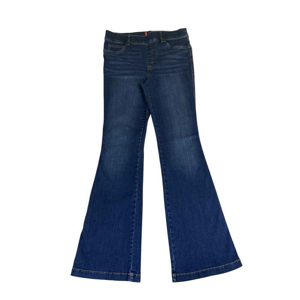Spanx High-Rise‎ Flare Jeans Dark Wash Pull On Shaping Denim Slimming Size Large